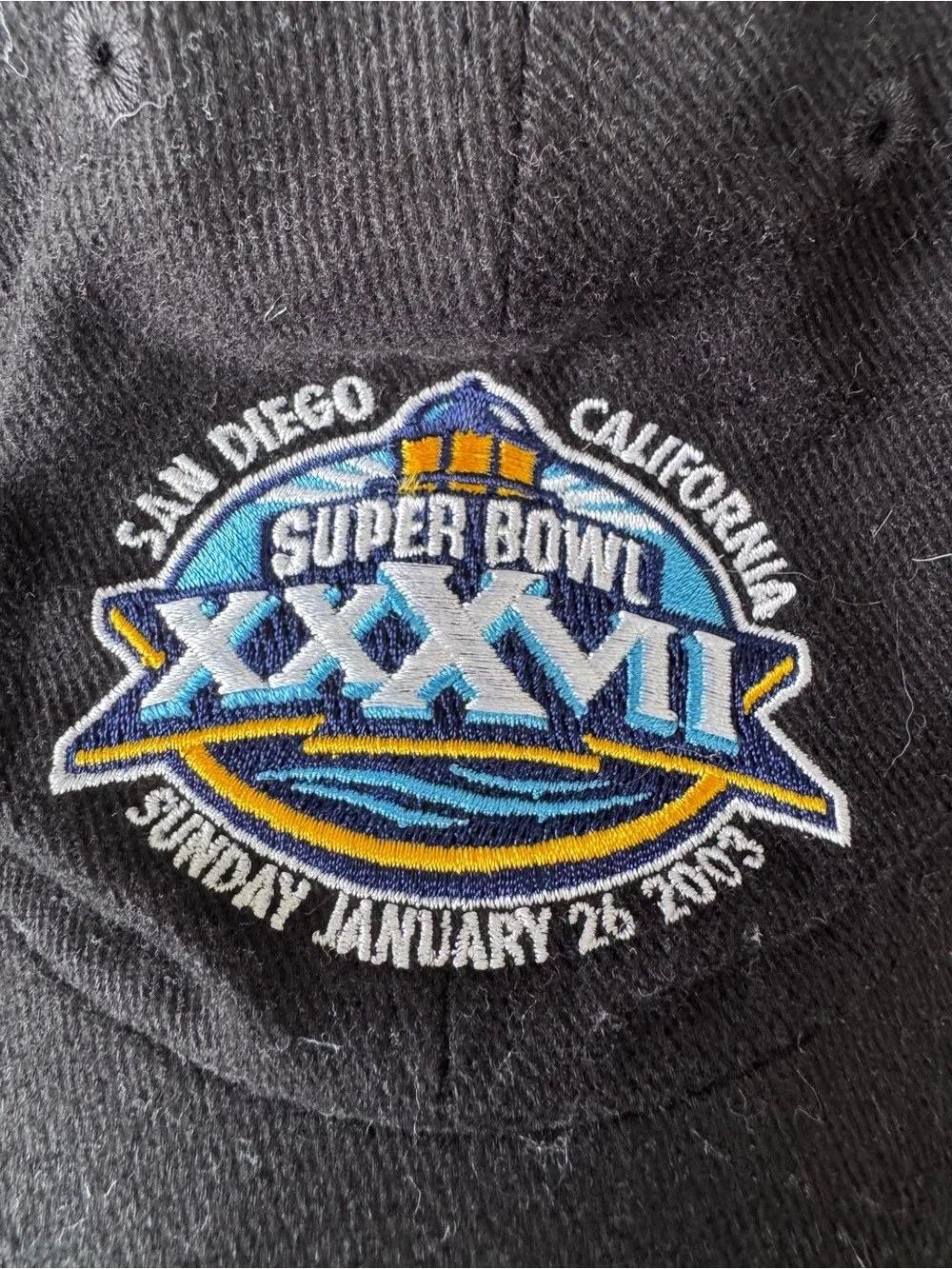 Vintage! Super Bowl XXXVII (January 26, 2003) Embroidered Black Hat - San Diego